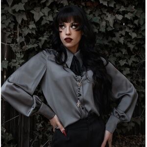 NWT Gray Lively Ghosts Blouse Size 3X